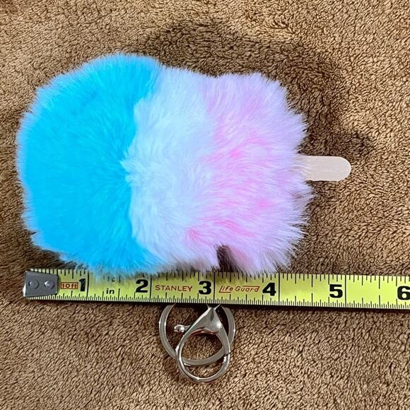 Fluffy Popsicle Keychain blue pink white Stuffed Charm - Picture 5 of 5